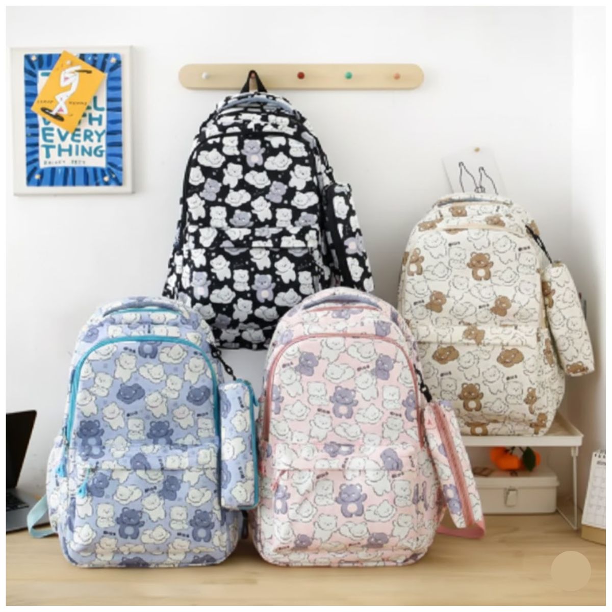 Mochila Estilo Lluvia Ositos Bicolor