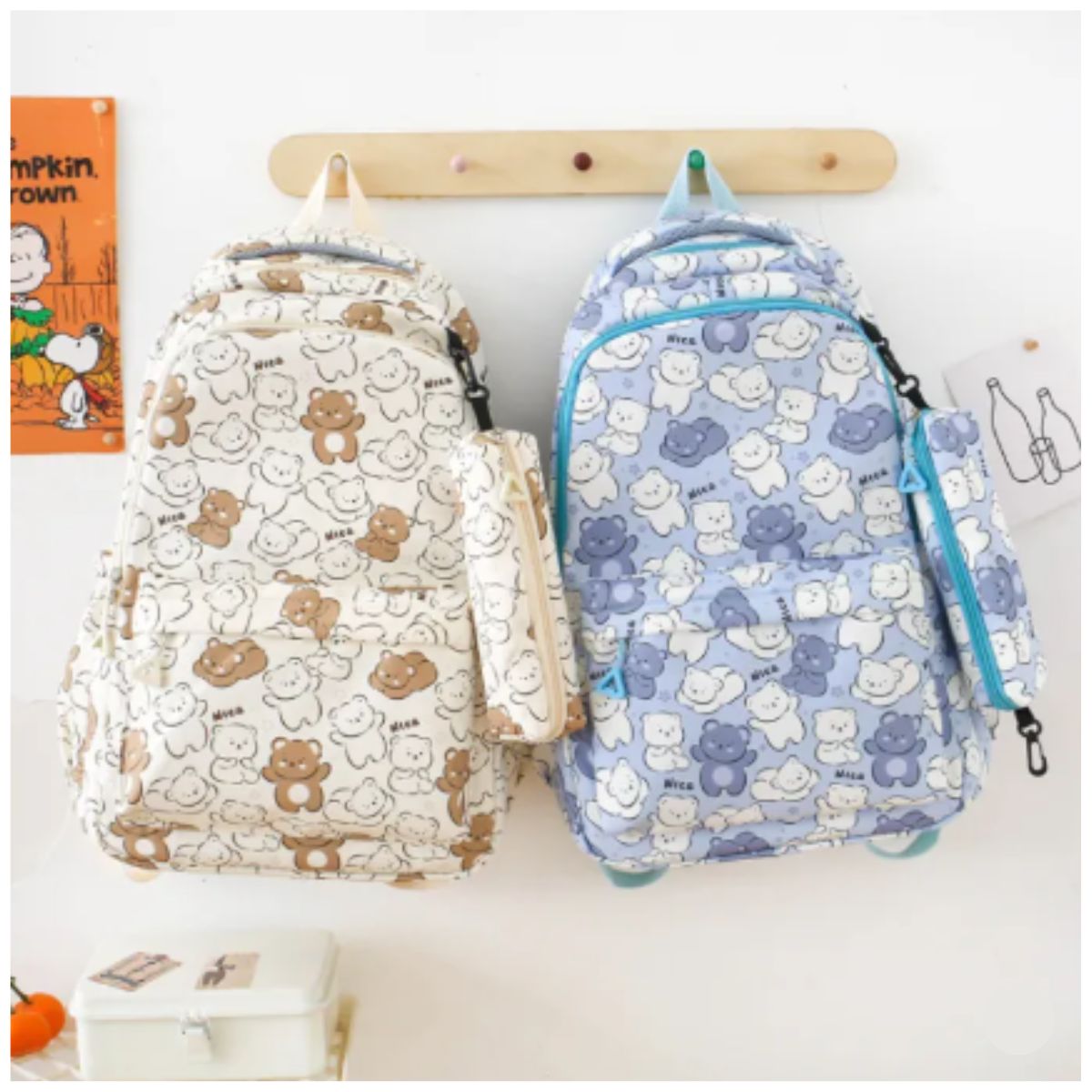 Mochila Estilo Lluvia Ositos Bicolor