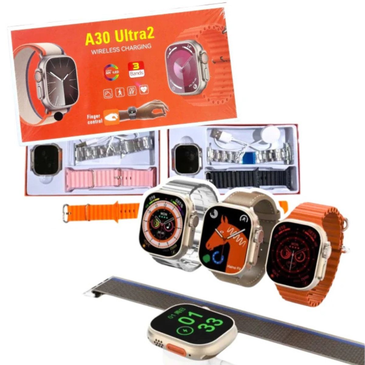 Reloj Smartwatch A30 + 3 Mallas